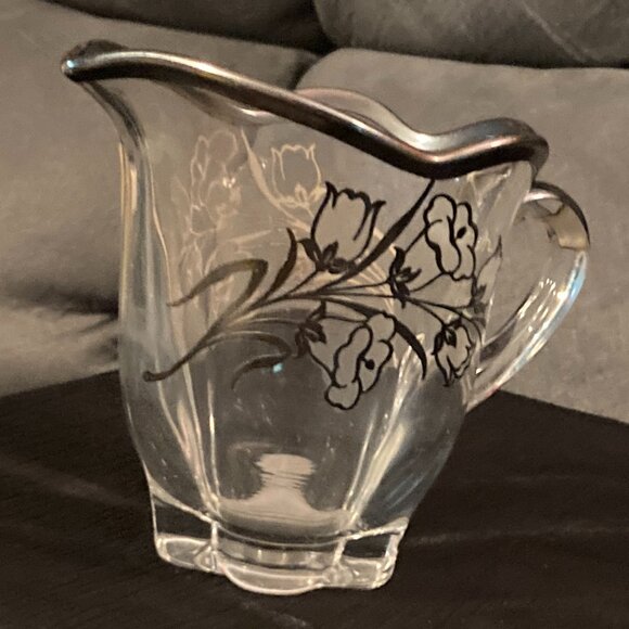 VTG 1939 Duncan Miller Canterbury Art Deco Creamer-Etched Silver & White Overlay - Picture 9 of 10